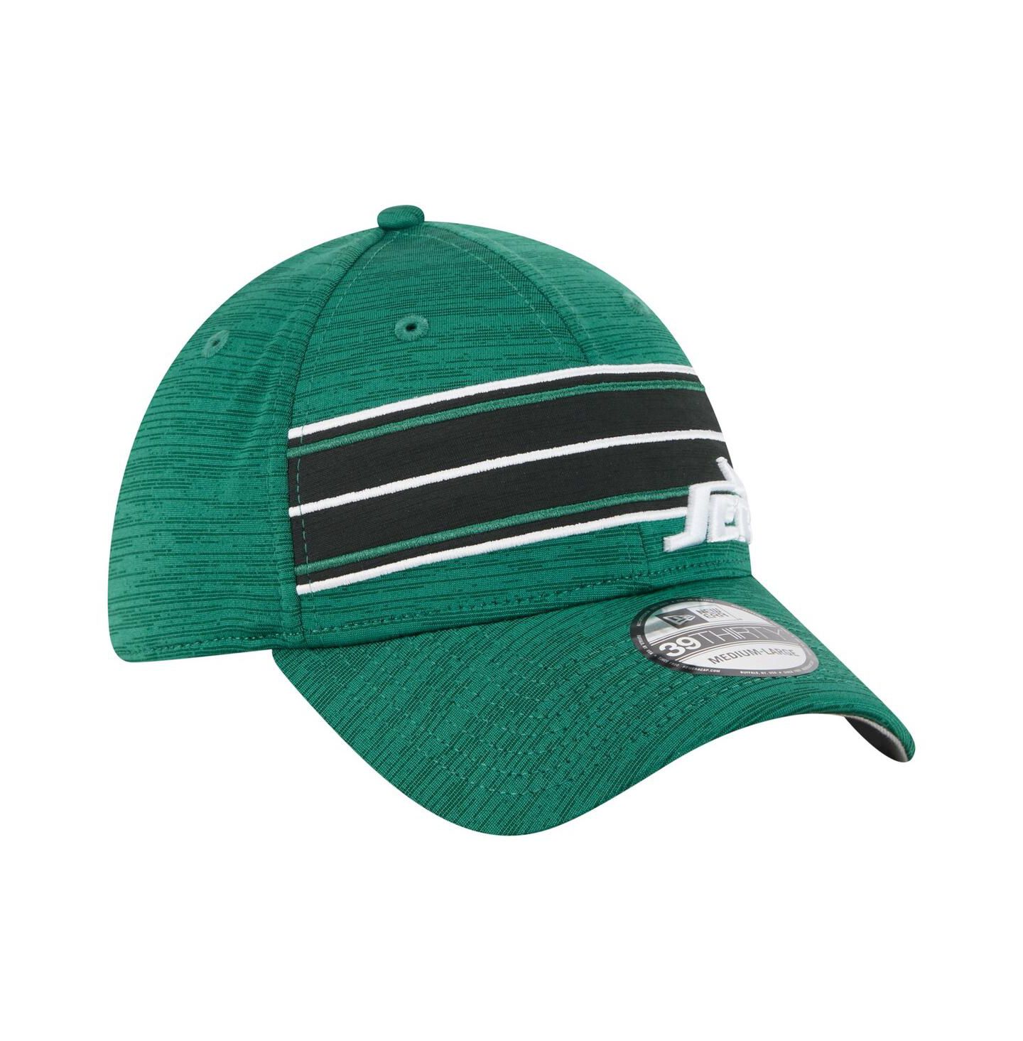Мужская кепка New Era Green New York Jets Stripes 39THIRTY Flex Hat — фото 4