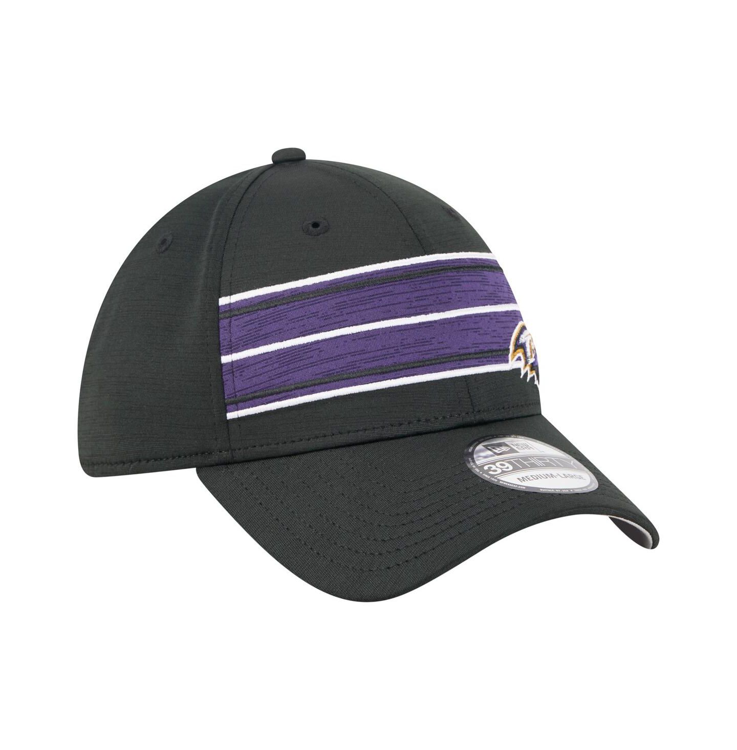Мужская кепка New Era Black Baltimore Ravens Stripes 39THIRTY Flex Hat — фото 4