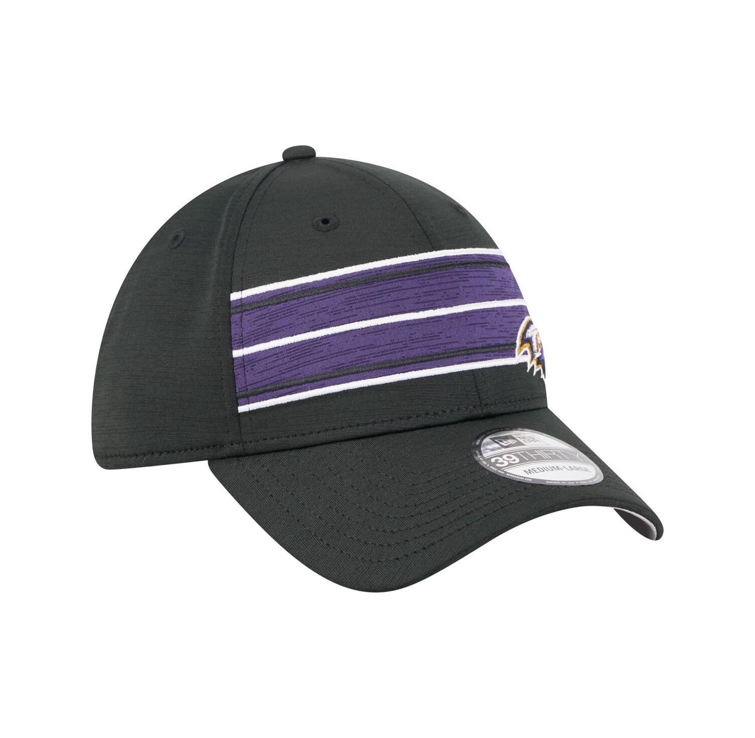 Men's Black Baltimore Ravens Stripes 39THIRTY Flex Hat