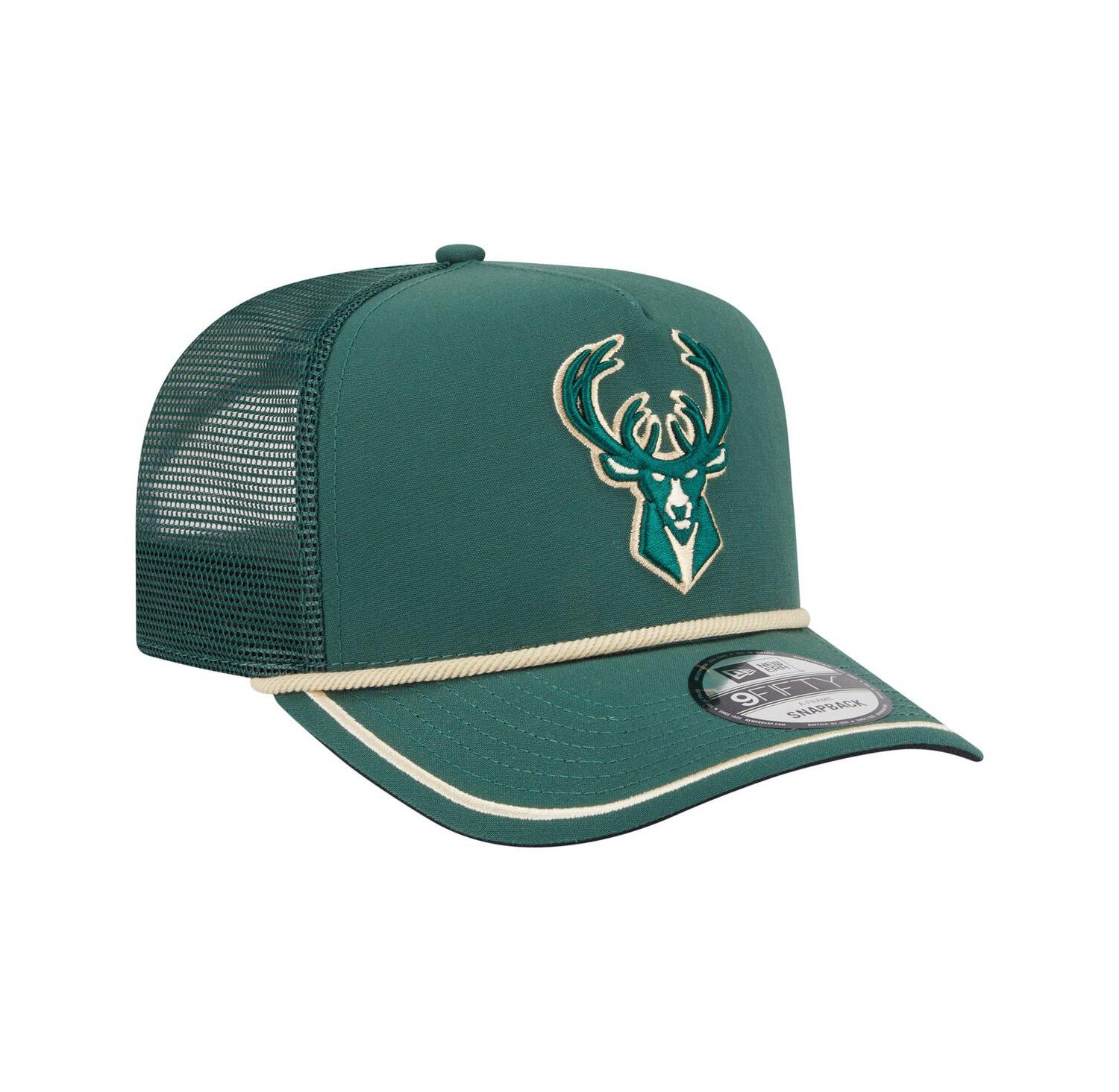 Men's Hunter Green Milwaukee Bucks Vintage Team Rope A-Frame 9FIFTY Snapback Hat