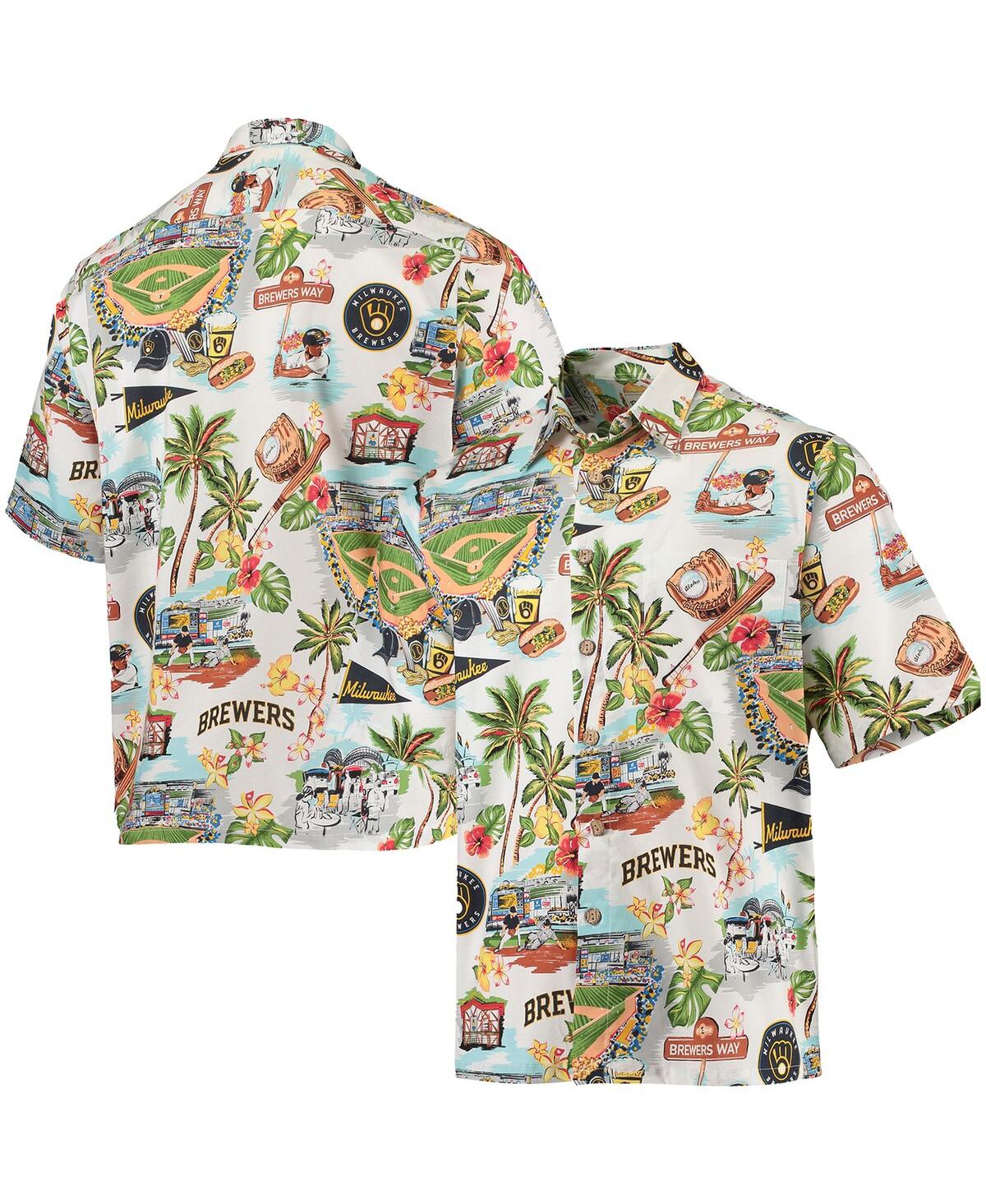 Men's White Milwaukee Brewers Scenic Button-Up Shirt - White