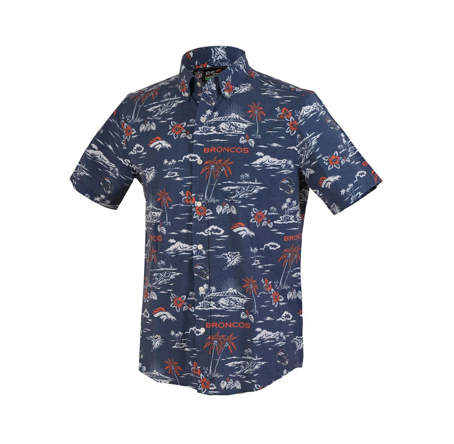 Men's Navy Denver Broncos Kekai Performance Button-Down Shirt