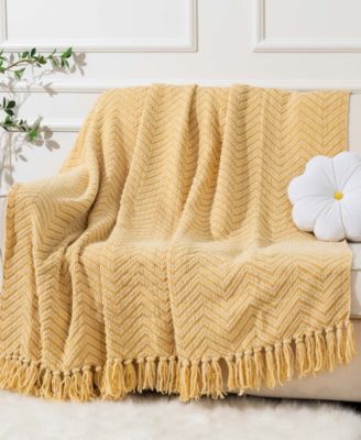 Herringbone Chenille Knit Throw, 50" x 60"