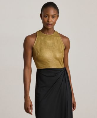 【送料&関税込】Ralph Lauren Mesh Dress With Beads Palm-Frond-Motif Beaded Mesh Gown