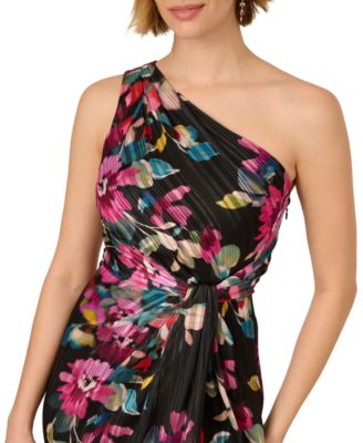 Women's Floral Chiffon One-Shoulder Long Dress