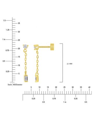 Cubic Zirconia Chain Link Drop Earrings in 14k Gold-Plated Sterling Silver