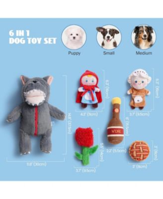 6 in 1 Little Red Riding Hood Plush Dog Toys, Fairy tale Puzzle Dog Toy