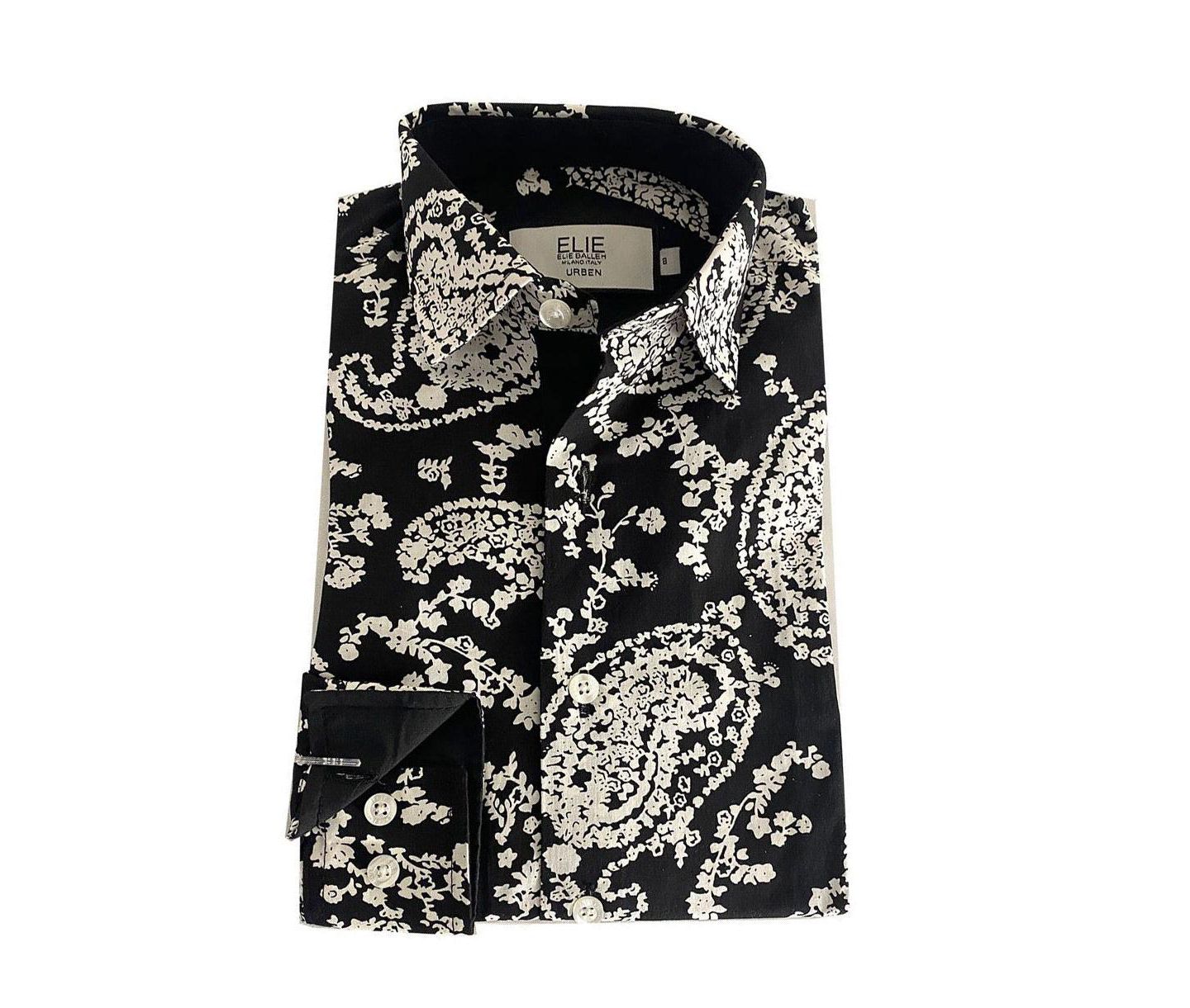 Рубашка Elie Balleh Black Paisley Button Down Shirt для мальчиков, цвет: Чёрный — фото 1
