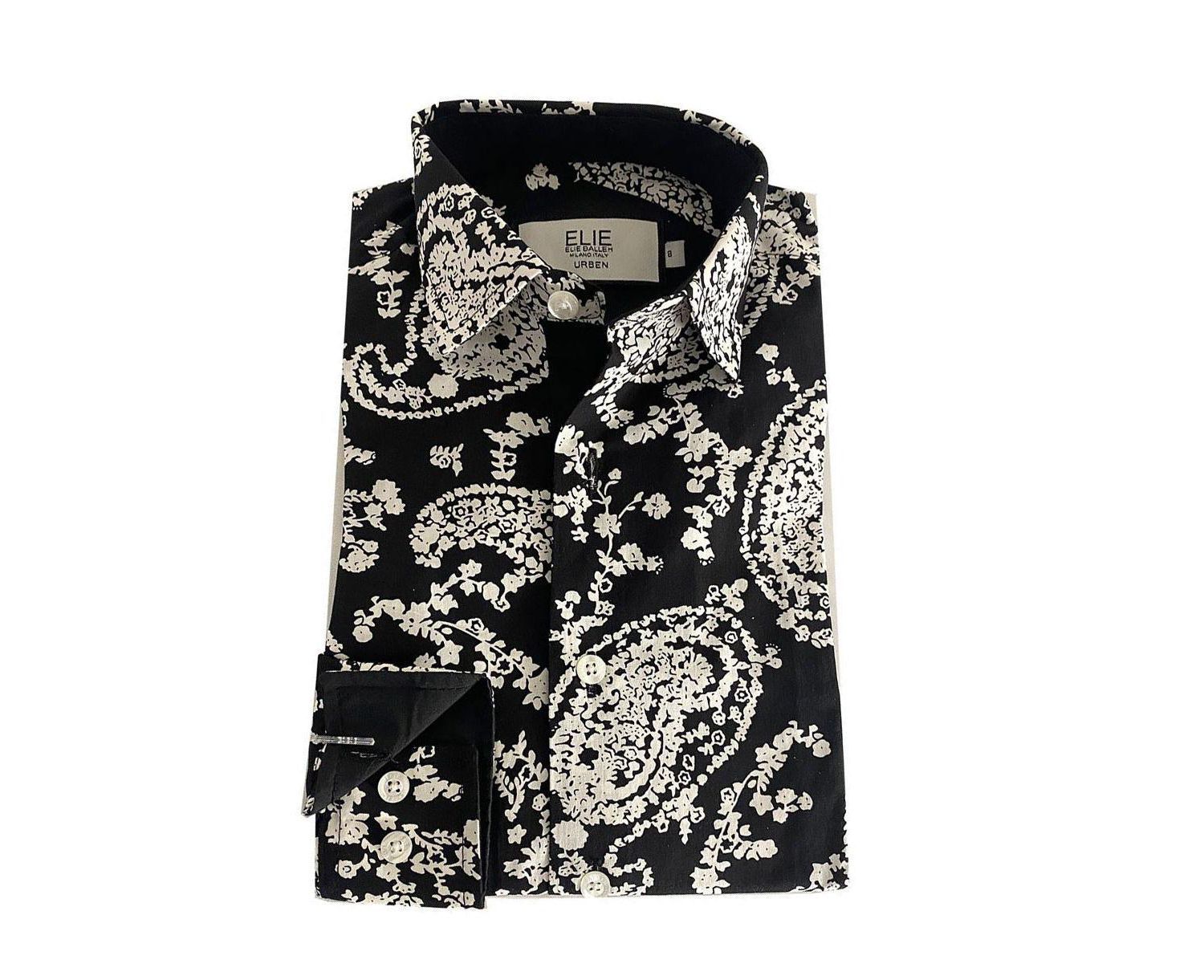 Little Boys Black Paisley Button Down Shirt
