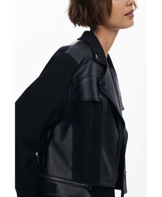 Women's Combined faux leather jacket