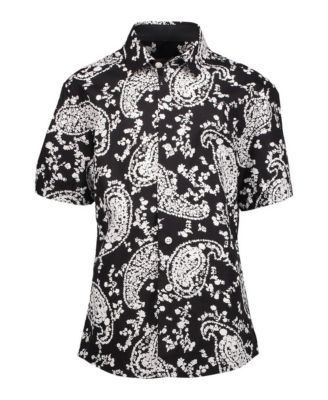 Big Boys Black Paisley Short Sleeve Button Down Shirt