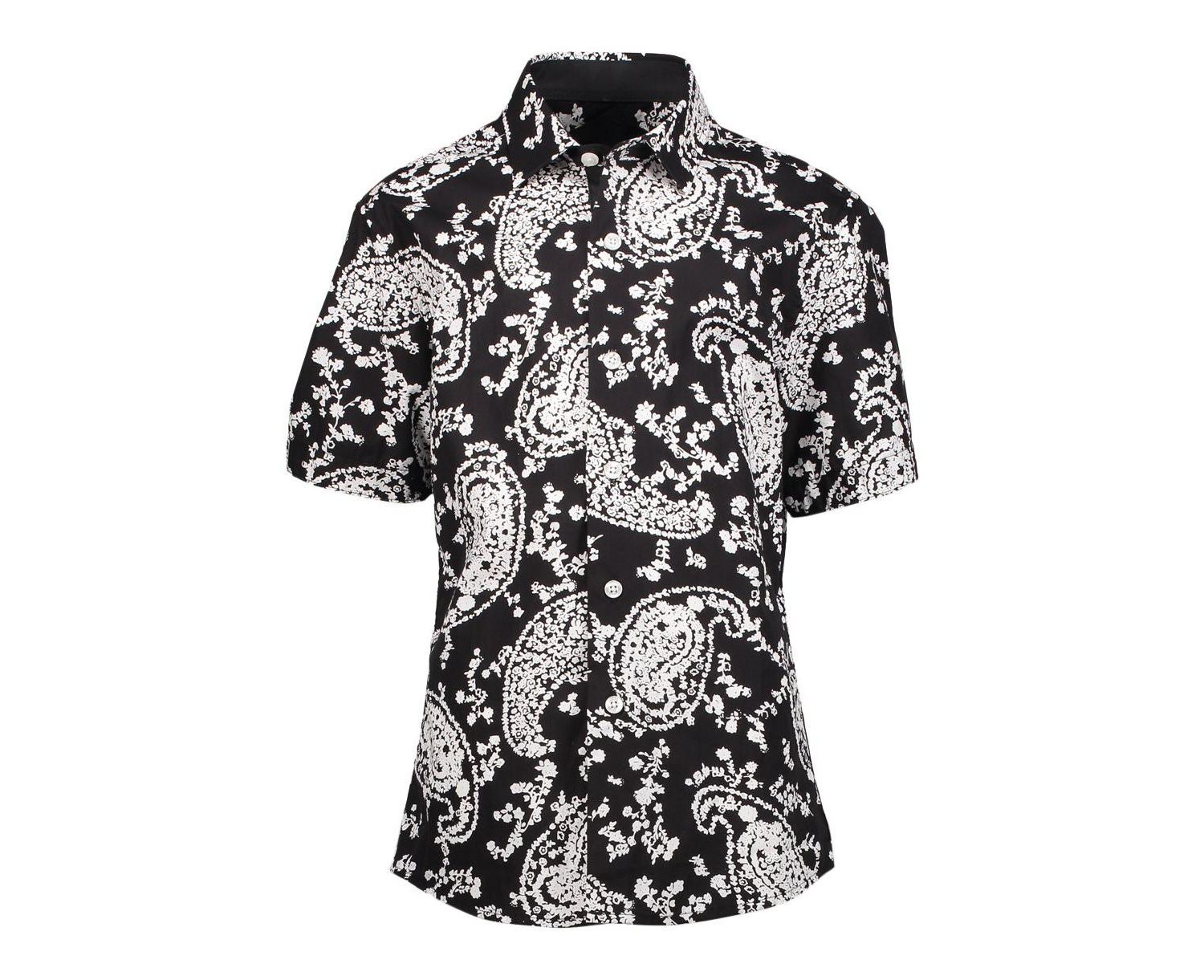 Big Boys Black Paisley Short Sleeve Button Down Shirt