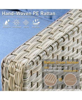 5 Piece Outdoor Rattan Patio Furniture Set with 3 Seat Sofa,Swivel Rocking Chairs,Solar Coffee Table,Wicker Sofa Set for Backyard and Porch