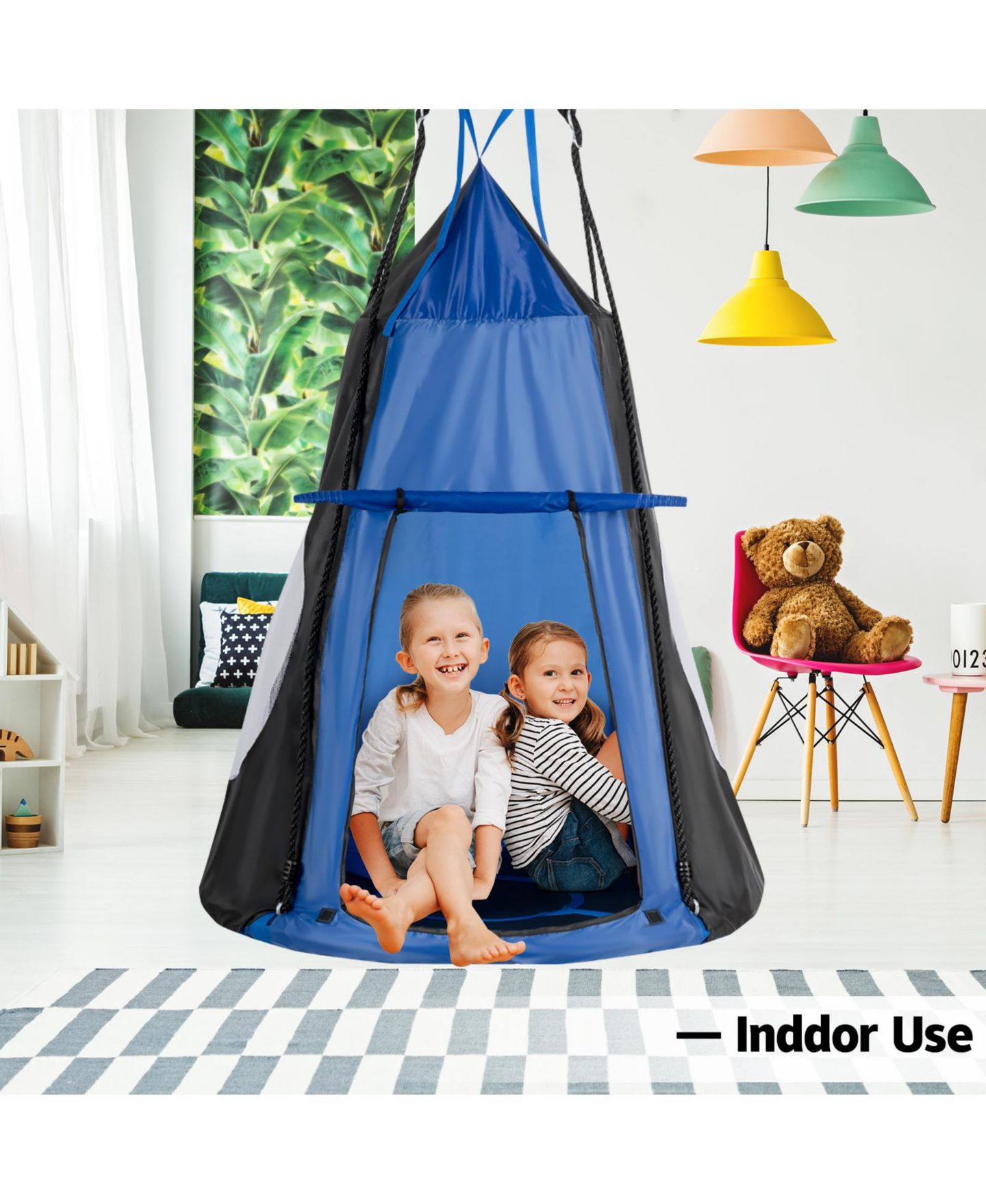 Детская игрушка Mecale 2-in-1 40" Detachable Tent Hanging Chair Swing, Fits 2–3 Children, Ages 3+, цвет: Синий — фото 7
