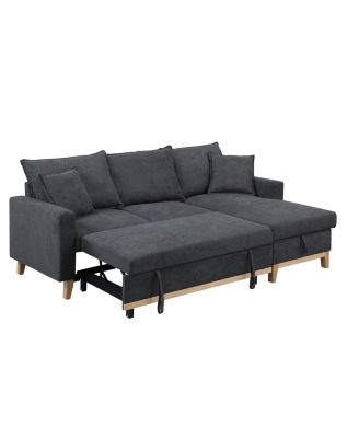 84.25"W Woven Reversible Sleeper Sectional Sofa with Storage Chaise