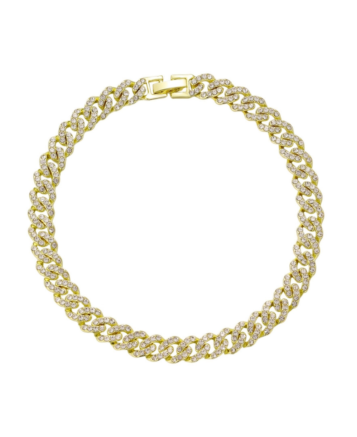 14k Gold Plated Crystal Curb Chain Anklet - Gold