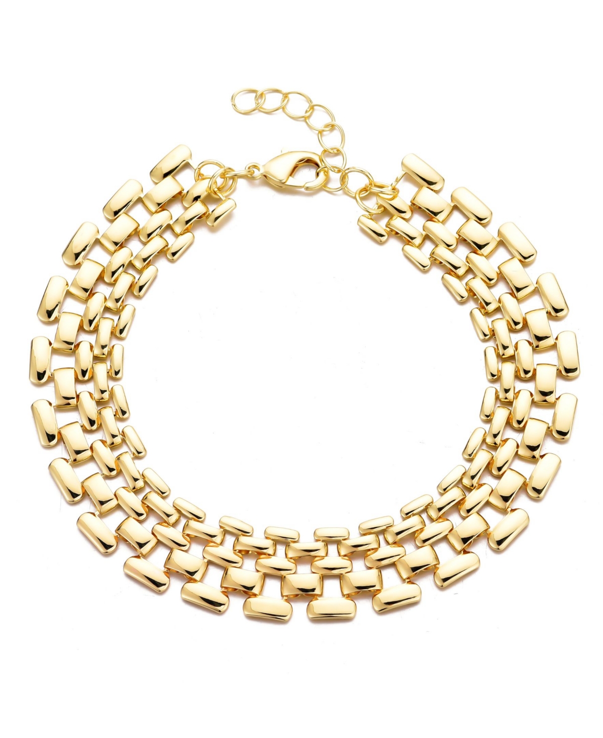 14K Gold Plated Grid Chain Bracelet - Gold