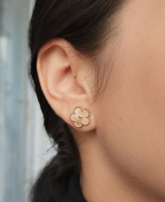 Tarnish Resistant Rose Gold 5 Leaf Clover Stud Earrings