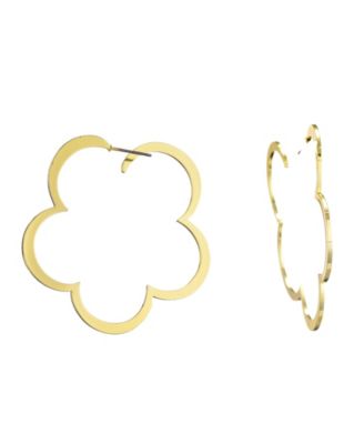Gold Clover Hoop Earrings