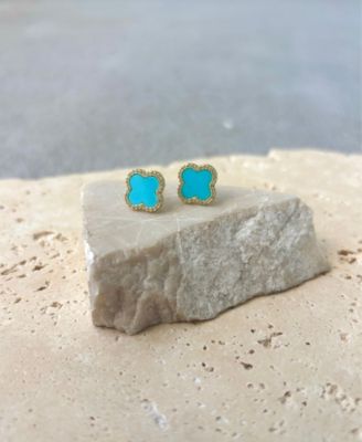 Cubic Zirconia Halo Clover Stud Earrings