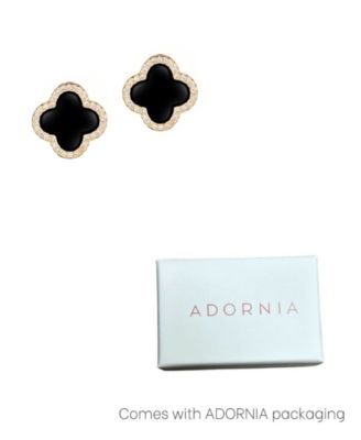 Cubic Zirconia Halo Clover Stud Earrings