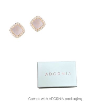 Gold Cushion-Shaped Mother of Pearl Halo Stud Earrings