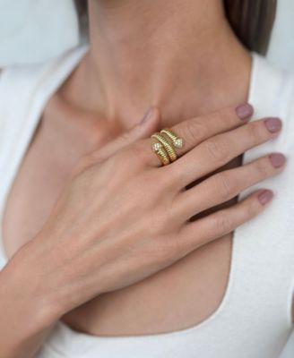 Gold Cubic Zirconia Coil Wrap Ring