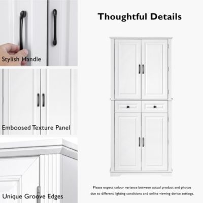 71" Kitchen Pantry Cabinet with Pull-Out Organizers, 6 Door Shelves & Drawers