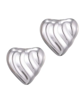Stainless Steel Heart Statement Stud Earrings