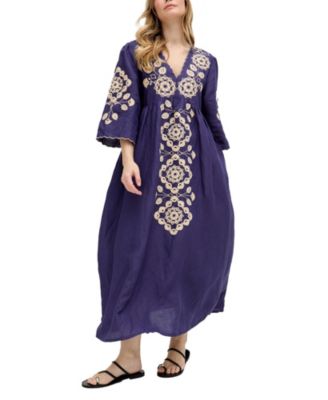 Women's Arianna V- Neck Embroidered Maxi Dress