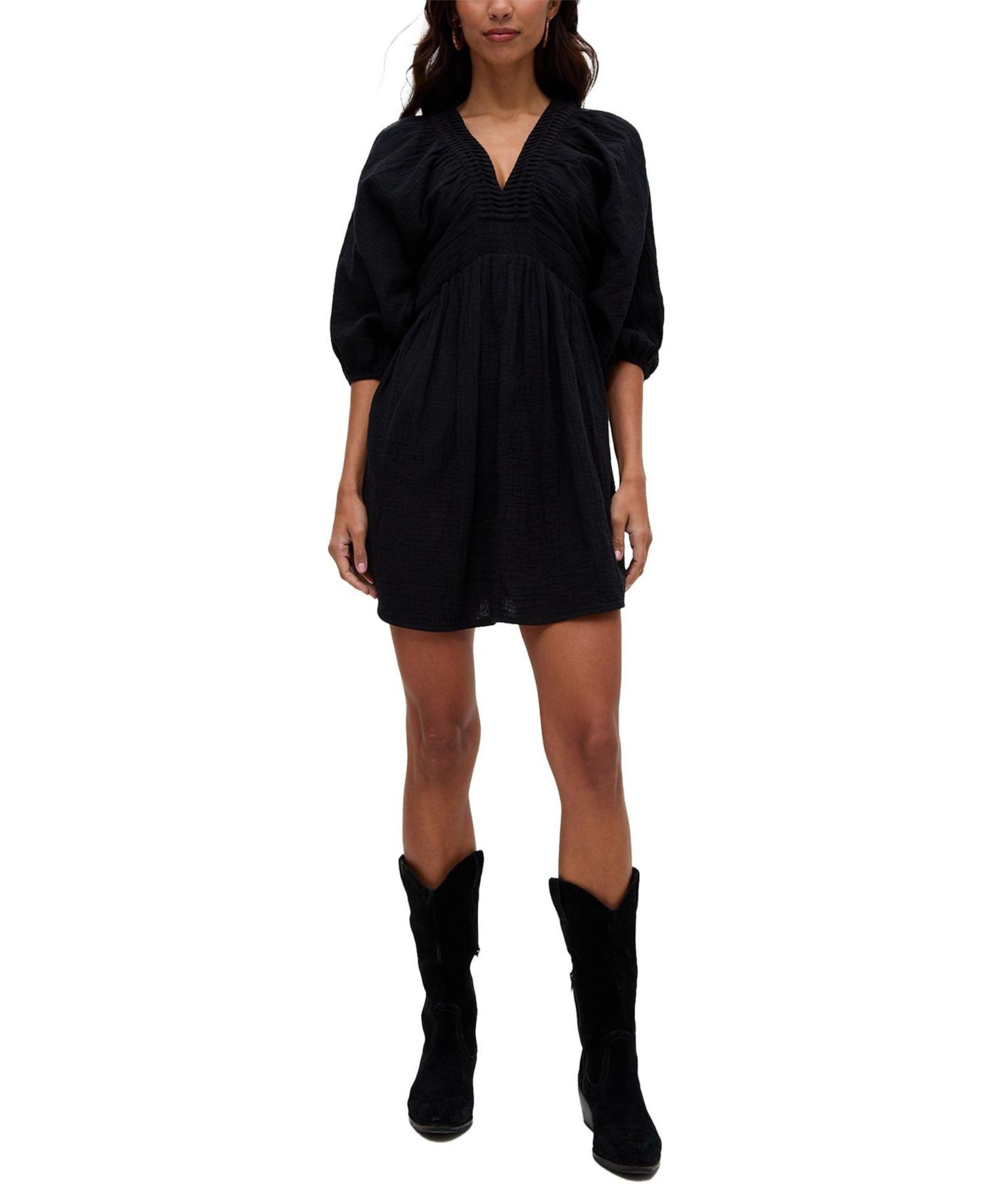 Women's Soipoi Ruched V-Neck Midi Dress
