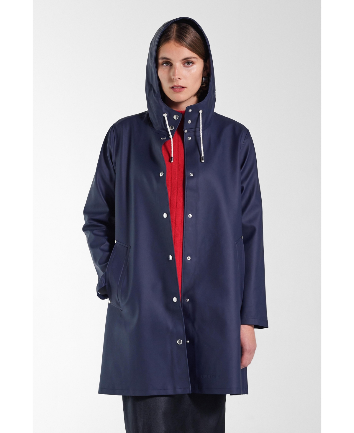 Women's Mosebacke Hooded Long Sleeve Raincoat - Navy
