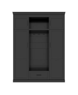 Hall Tree with Bench 3 Hooks Cabinet Drawer & Shelves