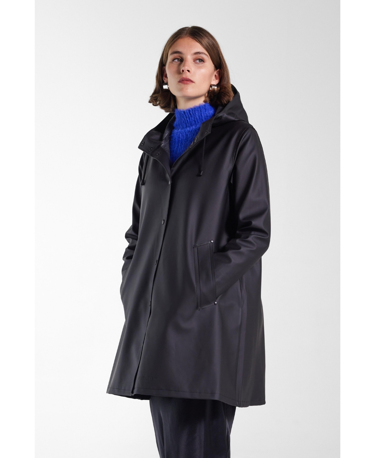 Mosebacke Hooded Long Sleeve Raincoat - Black