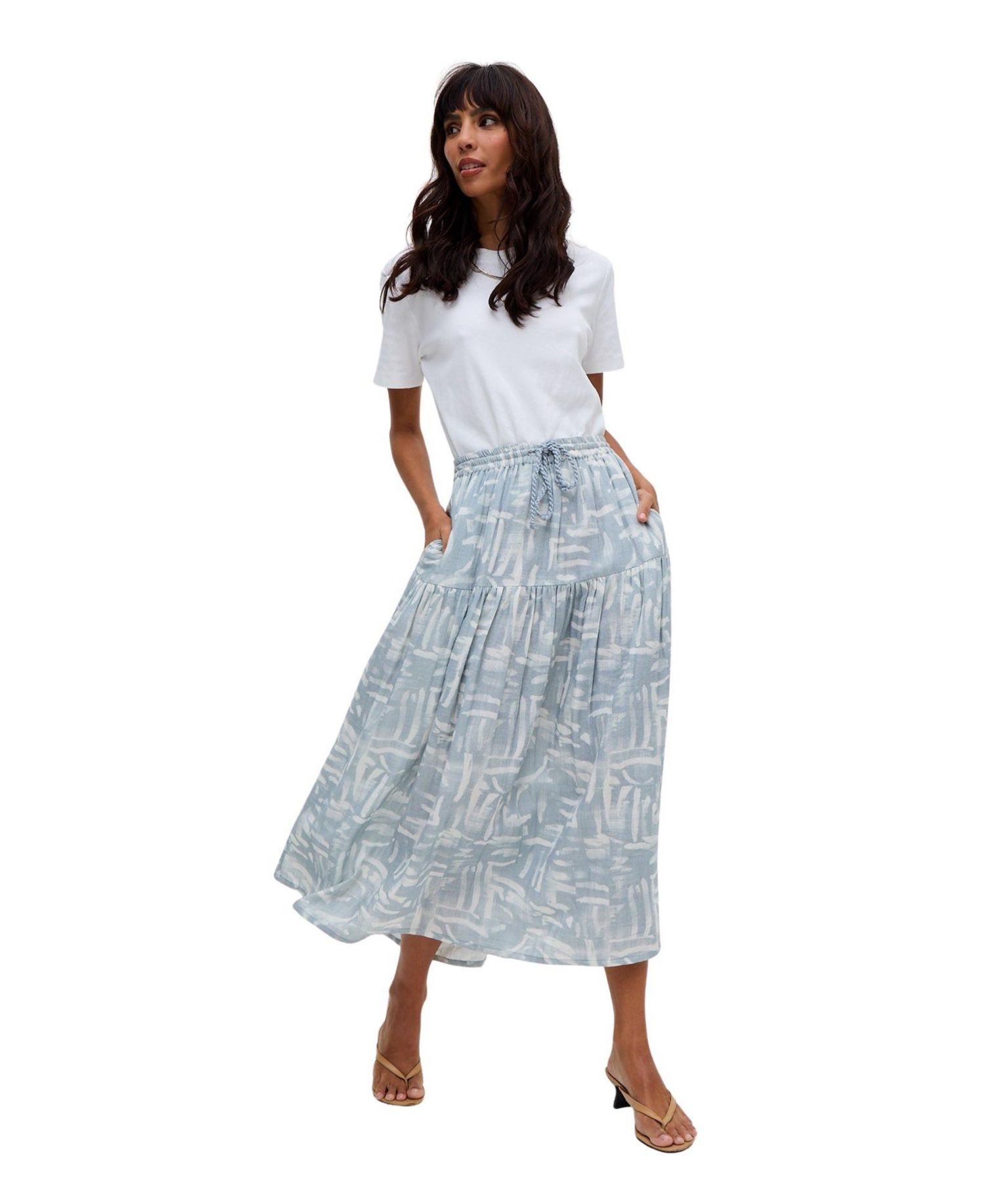 Women's Bonnie Shirred Waist Warhol Print Midi Skirt