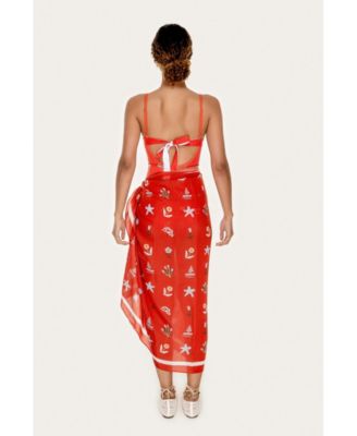 Women's Beach Sarong Wrap - Red Tides
