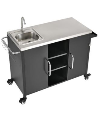 14.9"x14.9"x10.2"Outdoor Kitchen Island with Sink & Grill Cart