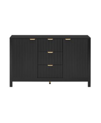 Wave Design Sideboard - Adjustable Shelves Drawers Soft-Close Doors