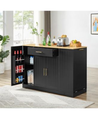 53"W Drawers, Spice Rack, Tilt-Out Trash Bin, Adjustable Shelves Kitchen Island