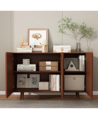 Farmhouse TV Console Stand with Doors and Shelves