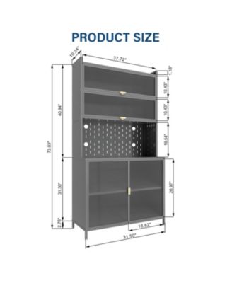 73" Kitchen Pantry Cabinet Flip Door Adjustable Shelves (Grey)