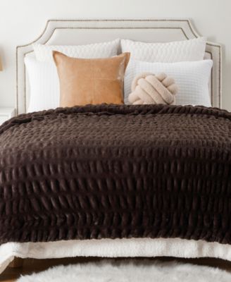 Luxurious Reversible Rabbit Faux Fur Throw, 50" x 60"