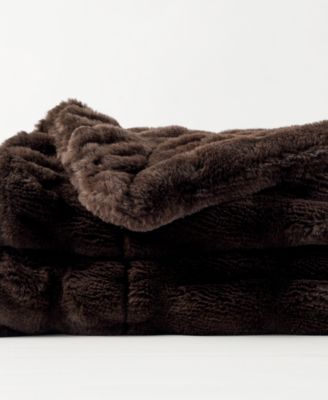 Luxurious Reversible Rabbit Faux Fur Throw, 50" x 60"