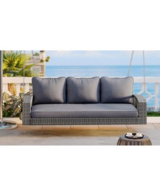 69" Wicker Porch Swing with Cushions & Chains