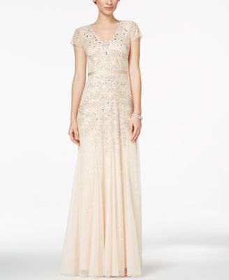 Adrianna Papell - Cap-Sleeve Embellished Gown
