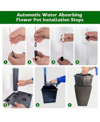 22" Faux Rattan Self-Watering Square Planter 2-Pack