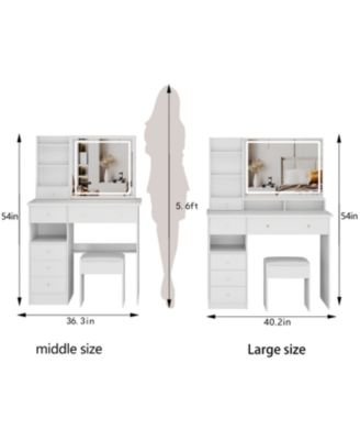 41" LED Vanity Table with Stool & Large Storage