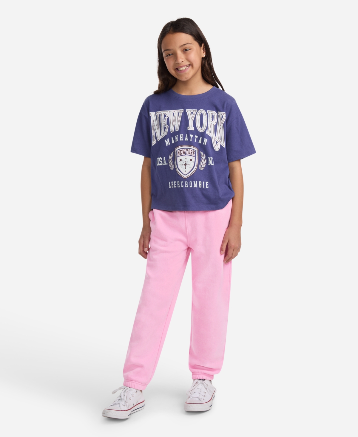 Abercrombie Girls Essential Fleece Joggers In Pink