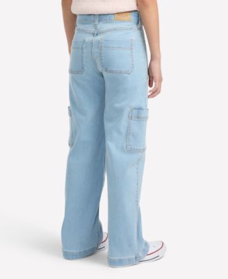 Girls High Rise Wide Leg Utility Jeans