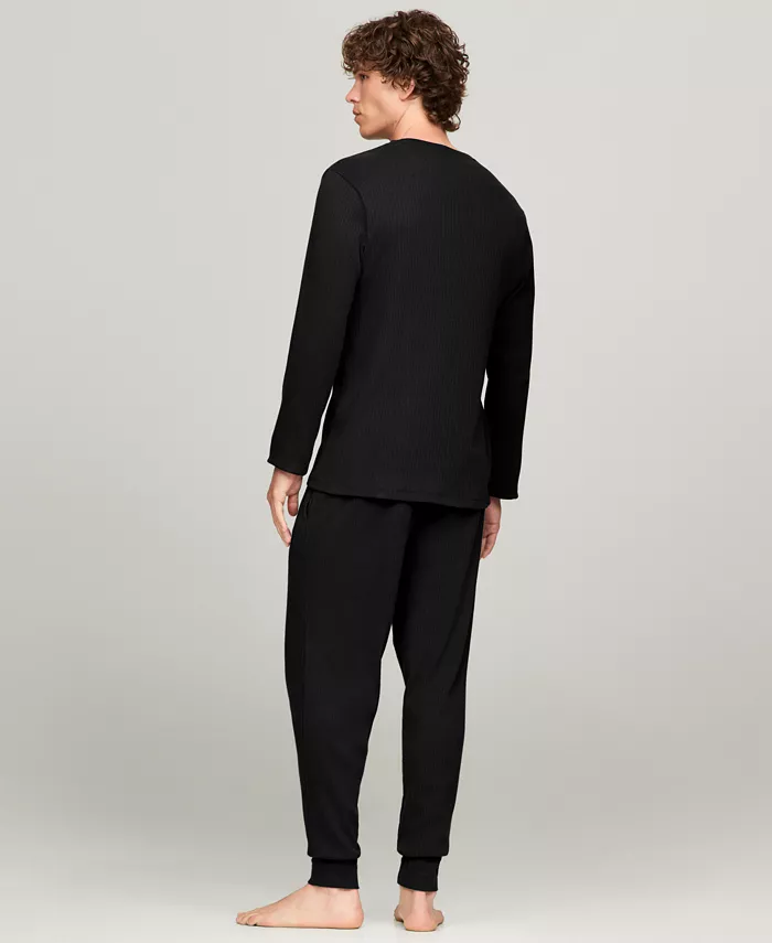 Men's Ribbed Long-Sleeve Pajama Shirt - thumbnail 4
